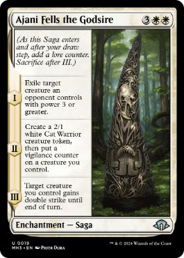 [019]【EN】【FOIL】アジャニ、神祖を倒す/Ajani Fells the Godsire【MH3】[U][白]