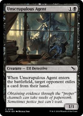 [109]【EN】【FOIL】無節操な探偵社員/Unscrupulous Agent【MKM】[C][黒]