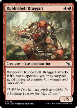 [143]【EN】【FOIL】瓦礫帯の自慢屋/Rubblebelt Braggart【MKM】[C][赤]