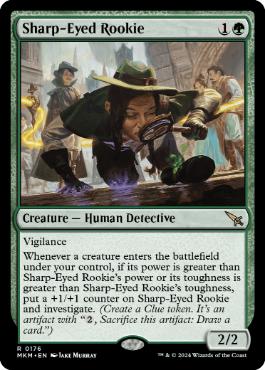 [176]【EN】【FOIL】目ざとい新人/Sharp-Eyed Rookie【MKM】[R][緑]