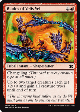 [105]【EN】【FOIL】ヴェリズ・ヴェルの刃/Blades of Velis Vel【MM2】[C][赤]