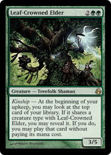 [128]【EN】【FOIL】葉冠の古老/Leaf-Crowned Elder【MOR】[R][緑]
