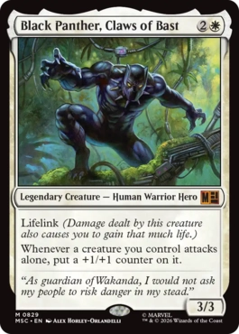 [829]【EN】【FOIL】バスト神の爪、ブラックパンサー/Black Panther, Claws of Bast【MSC】[M][白]