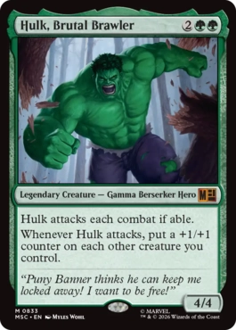 [833]【EN】【FOIL】凄まじき暴れん坊、ハルク/Hulk, Brutal Brawler【MSC】[M][緑]