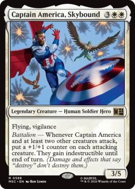 [588]【EN】【FOIL】空を翔ける、キャプテン・アメリカ/Captain America, Skybound【MSC】[R][白]