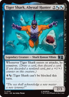 [747]【EN】【FOIL】深海の狩人、タイガーシャーク/Tiger Shark, Abyssal Hunter【MSC】[U][多色]