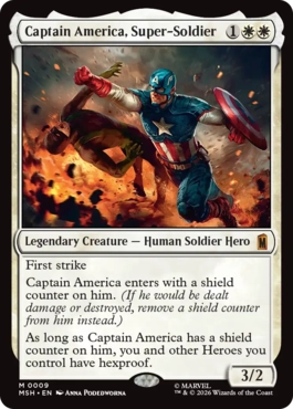 [009]【EN】【FOIL】スーパーソルジャー、キャプテン・アメリカ/Captain America, Super-Soldier【MSH】[M][白]