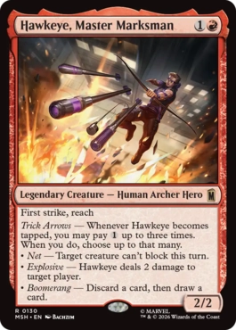 [130]【EN】【FOIL】百発百中の射手、ホークアイ/Hawkeye, Master Marksman【MSH】[R][赤]