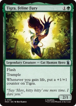 [191]【EN】【FOIL】荒ぶる猫戦士、ティグラ/Tigra, Feline Fury【MSH】[U][緑]