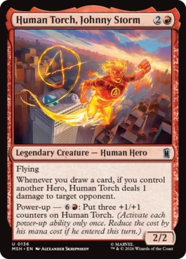 [136]【EN】【FOIL】ヒューマン・トーチ、ジョニー・ストーム/Human Torch, Johnny Storm【MSH】[U][赤]