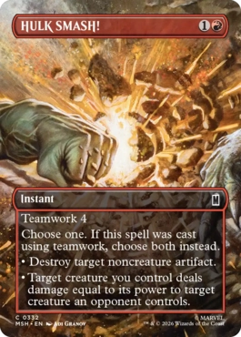 [332]【EN】【FOIL】■ボーダーレス■ハルクスマッシュ！/HULK SMASH!【MSH】[C][赤]