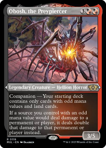 [119]【EN】【エッチングFOIL】獲物貫き、オボシュ/Obosh, the Preypiercer【MUL】[R][多色]