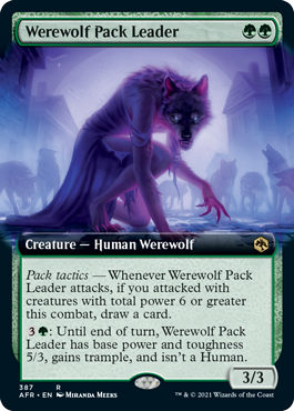 [387]【EN】【FOIL】■拡張アート■群れ率いの人狼/Werewolf Pack Leader【AFR】[R][緑]