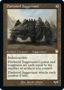 [137]【EN】■旧枠■ダークスティールの巨大戦車/Darksteel Juggernaut【BRC】[R][茶]