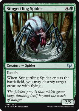 [203]【EN】棘投げの蜘蛛/Stingerfling Spider【C15】[U][緑]