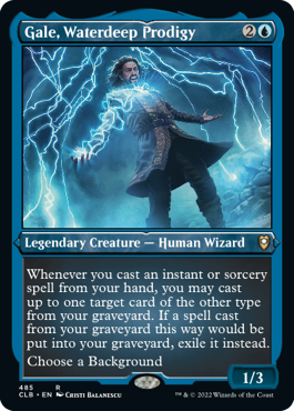 [485]【EN】【エッチングFOIL】ウォーターディープの多芸多才、ゲイル/Gale, Waterdeep Prodigy【CLB】[R][青]