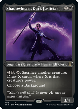 [499]【EN】【エッチングFOIL】闇の大司法官、シャドウハート/Shadowheart, Dark Justiciar【CLB】[R][黒]
