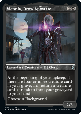 [501]【EN】【エッチングFOIL】ドラウの背教者、ヴィコニア/Viconia, Drow Apostate【CLB】[U][黒]