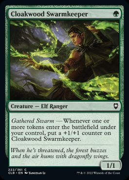 [222]【EN】【FOIL】クローク森の群れ守り/Cloakwood Swarmkeeper【CLB】[C][緑]
