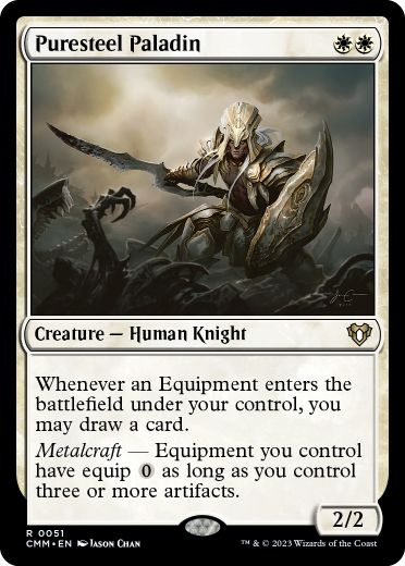 [051]【EN】【FOIL】純鋼の聖騎士/Puresteel Paladin【CMM】[R][白]