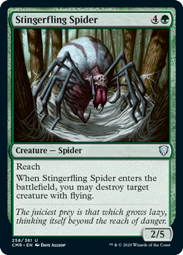 [258]【EN】【FOIL】棘投げの蜘蛛/Stingerfling Spider【CMR】[U][緑]
