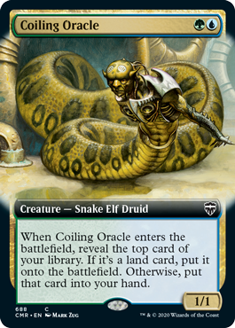 [688]【EN】【FOIL】■拡張アート■とぐろ巻きの巫女/Coiling Oracle【CMR】[C][多色]