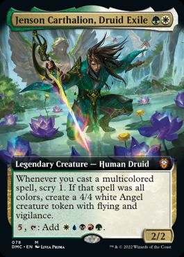 [078]【EN】【FOIL】■拡張アート■流浪のドルイド、ジェンソン・カルサリオン/Jenson Carthalion, Druid Exile【DMC】[M][多色]