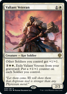[038]【EN】雄々しい古参兵/Valiant Veteran【DMU】[R][白]