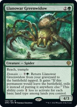 [169]【EN】【FOIL】ラノワールの緑後家蜘蛛/Llanowar Greenwidow【DMU】[R][緑]