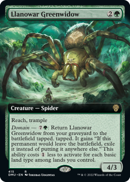 [415]【EN】■拡張アート■ラノワールの緑後家蜘蛛/Llanowar Greenwidow【DMU】[R][緑]