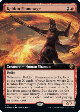 [407]【EN】【FOIL】■拡張アート■ケルドの炎賢者/Keldon Flamesage【DMU】[R][赤]
