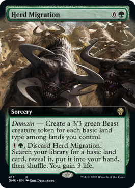 [413]【EN】【FOIL】■拡張アート■群れの渡り/Herd Migration【DMU】[R][緑]