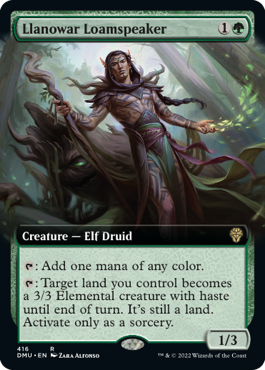 [416]【EN】【FOIL】■拡張アート■ラノワールの壌土語り/Llanowar Loamspeaker【DMU】[R][緑]