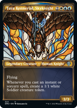 [323]【EN】【FOIL】■ショーケース■空騎士、トゥーラ・ケネルッド/Tura Kennerüd, Skyknight【DMU】[U][多色]