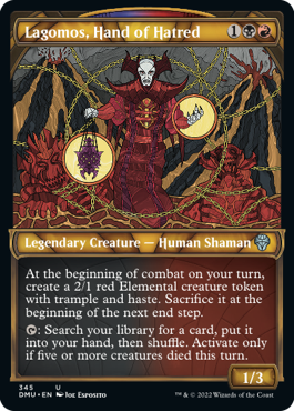 [345]【EN】【テクスチャーFOIL】■ショーケース■憎悪の手、ラゴモス/Lagomos, Hand of Hatred【DMU】[U][多色]