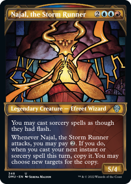 [348]【EN】【テクスチャーFOIL】■ショーケース■嵐の走者、ナジャル/Najal, the Storm Runner【DMU】[U][多色]