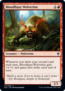 [113]【EN】【FOIL】血霞のクズリ/Bloodhaze Wolverine【ELD】[C][赤]