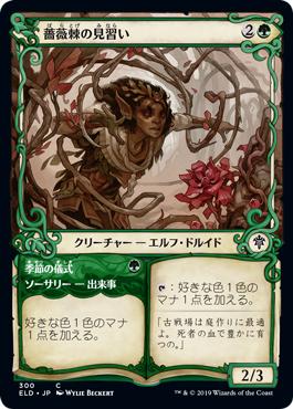 [300]【JP】■ショーケース■薔薇棘の見習い/Rosethorn Acolyte【ELD】[C][緑]