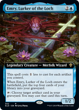 [342]【EN】【FOIL】■拡張アート■湖に潜む者、エムリー/Emry, Lurker of the Loch【ELD】[R][青]