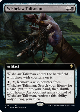 [357]【EN】【FOIL】■拡張アート■願い爪のタリスマン/Wishclaw Talisman【ELD】[R][黒]
