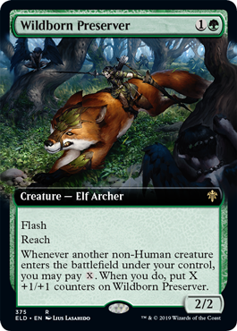 [375]【EN】【FOIL】■拡張アート■僻境生まれの保護者/Wildborn Preserver【ELD】[R][緑]