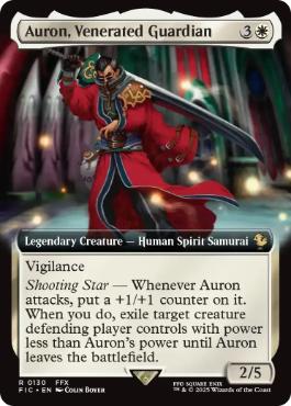 [130]【EN】【FOIL】■拡張アート■武伝のガード、アーロン/Auron, Venerated Guardian【FIC】[R][白]