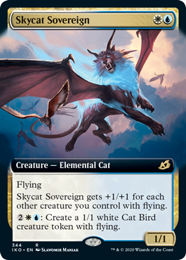 [344]【EN】【FOIL】■拡張アート■空猫の君主/Skycat Sovereign【IKO】[R][多色]