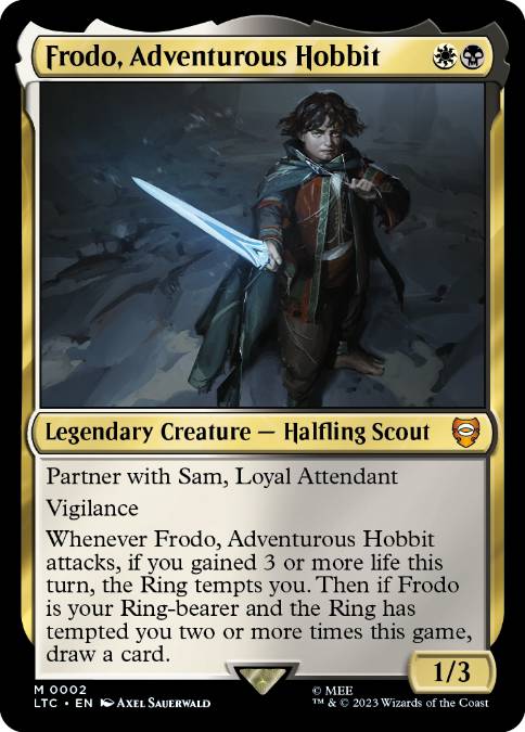 [002]【EN】【FOIL】冒険好きなホビット、フロド/Frodo, Adventurous Hobbit【LTC】[M][多色]