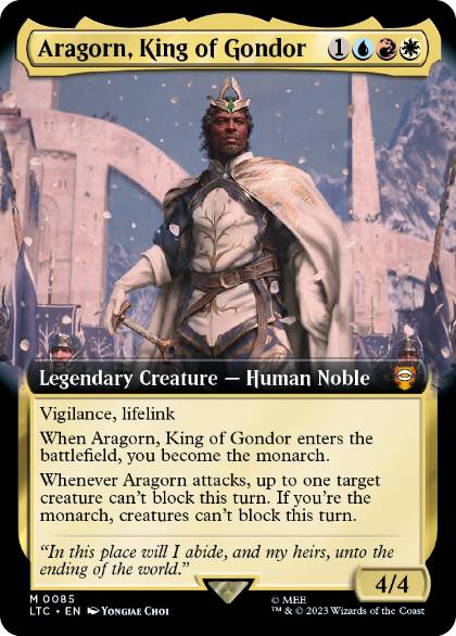 [085]【EN】【FOIL】■拡張アート■ゴンドールの王、アラゴルン/Aragorn, King of Gondor【LTC】[M][多色]