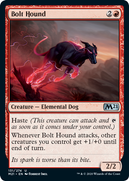 [131]【EN】【FOIL】雷光の猟犬/Bolt Hound【M21】[U][赤]
