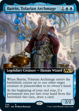[348]【EN】【FOIL】■拡張アート■トレイリアの大魔導師、バリン/Barrin, Tolarian Archmage【M21】[R][青]