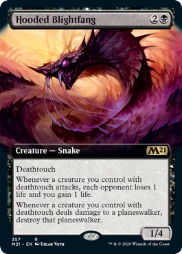 [357]【EN】【FOIL】■拡張アート■頭巾様の荒廃牙/Hooded Blightfang【M21】[R][黒]