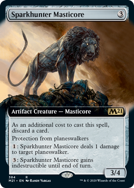 [384]【EN】【FOIL】■拡張アート■灯狩人のマスティコア/Sparkhunter Masticore【M21】[R][茶]