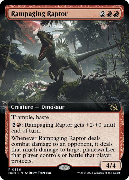 [366]【EN】■拡張アート■猛り狂う猛竜/Rampaging Raptor【MOM】[R][赤]